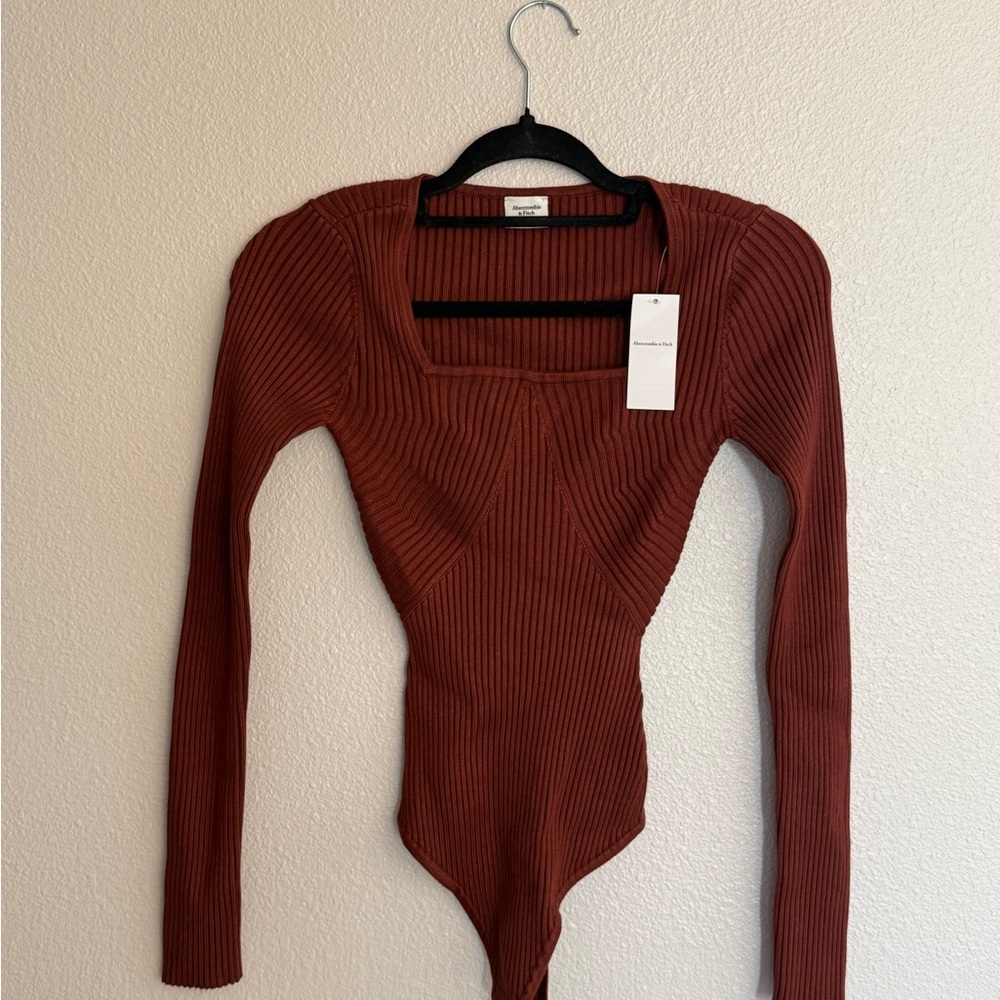 Abercrombie & Fitch Ribbed Bodysuit - Deep Rust